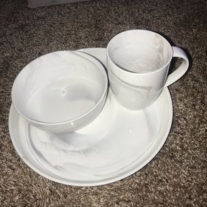 Artisanal Kitchen Supply Marble Plate Bowl Mug Set